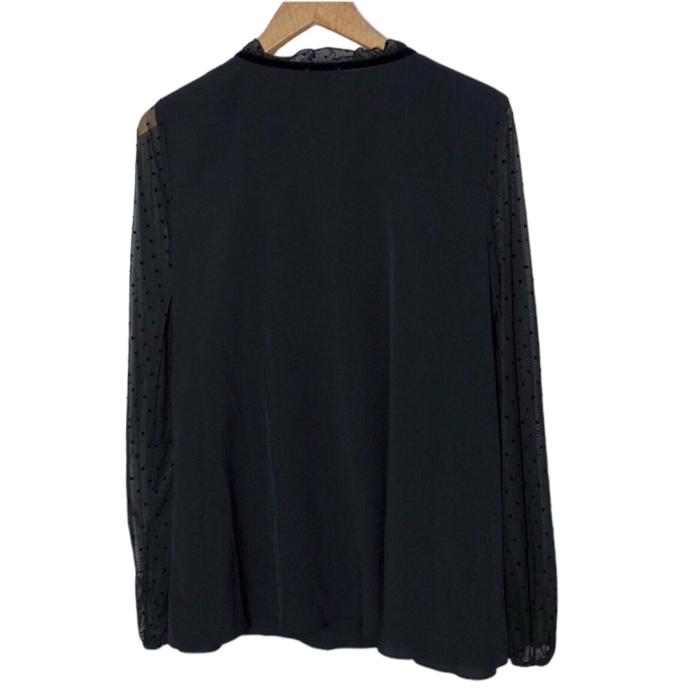 Juicy Couture Womens Sheer Polka Dot Tie Neck Blouse - Picture 3 of 5